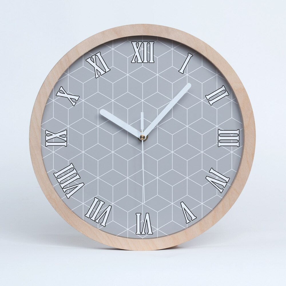 Okrúhle dřevěne hodiny Geometrické pozadí