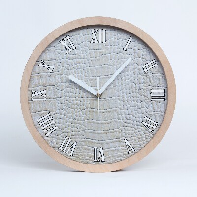 Okrúhle dřevěne hodiny Krokodýlí kůže