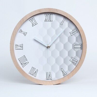 Dřevěné hodiny na stenu Šestiúhelníky na pozadí