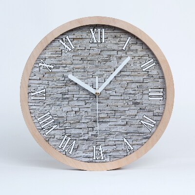 Nástěnné dřevěné hodiny Kamenná zeď