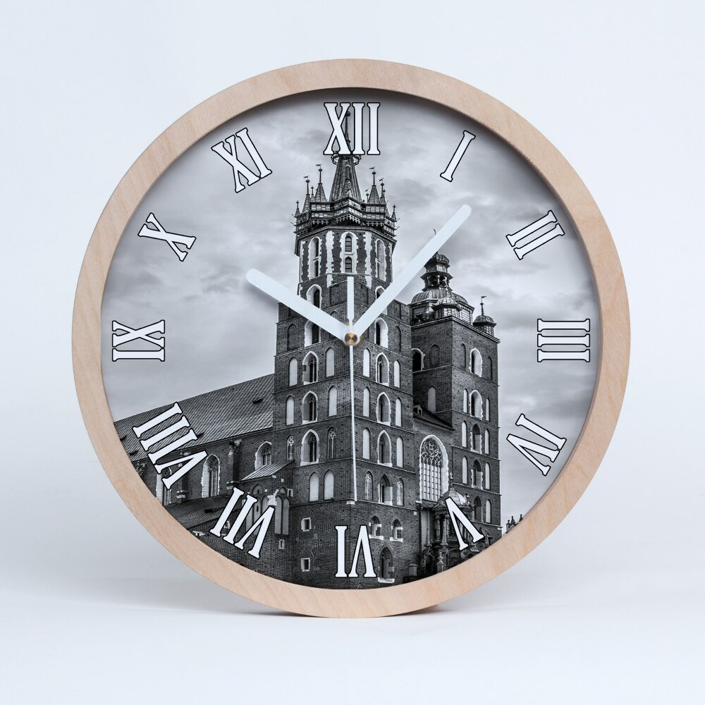 Dřevěné hodiny s fotkou Krakov Polsko