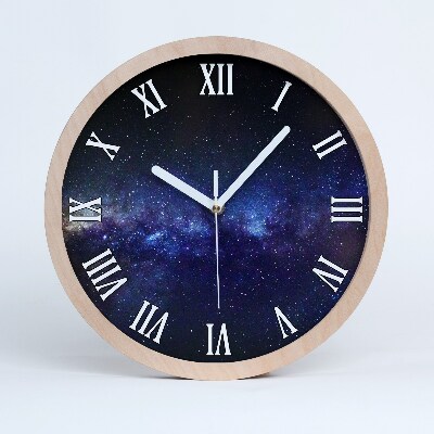 Okrúhle dřevěne hodiny Mléčná dráha
