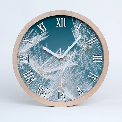 Dřevěné hodiny s fotkou Semínka foukače obloha