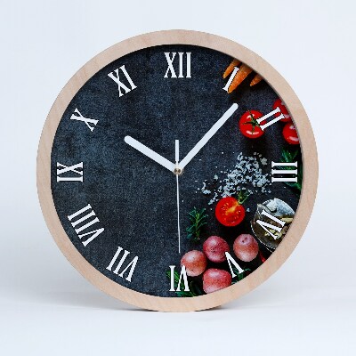 Dřevěné hodiny na stenu Ingredience