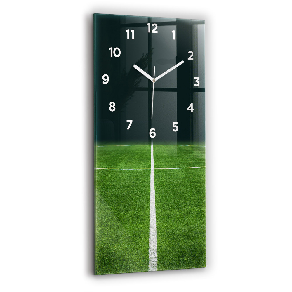 Skleněné hodiny nástěnné vertikální Fotbalové hřiště