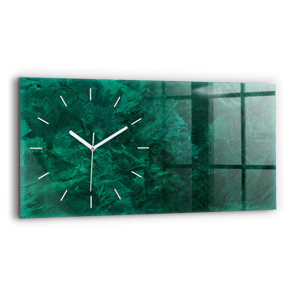 Skleněné nástěnné hodiny horizontální Smaragdová stěna