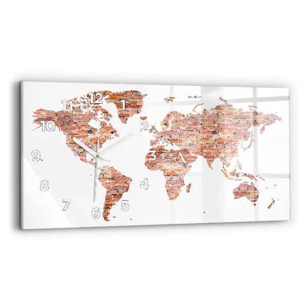 Skleněné hodiny na stěnu horizontální Stará cihlová mapa