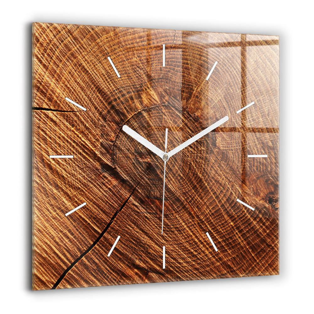 Skleněné hodiny na stěnu čtvercový Dekorativní dřevo
