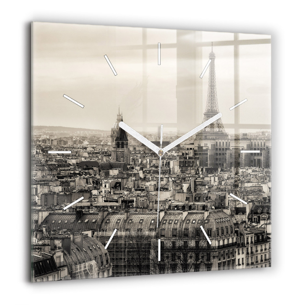 Skleněné hodiny čtvercový Krajinné panorama Paříže