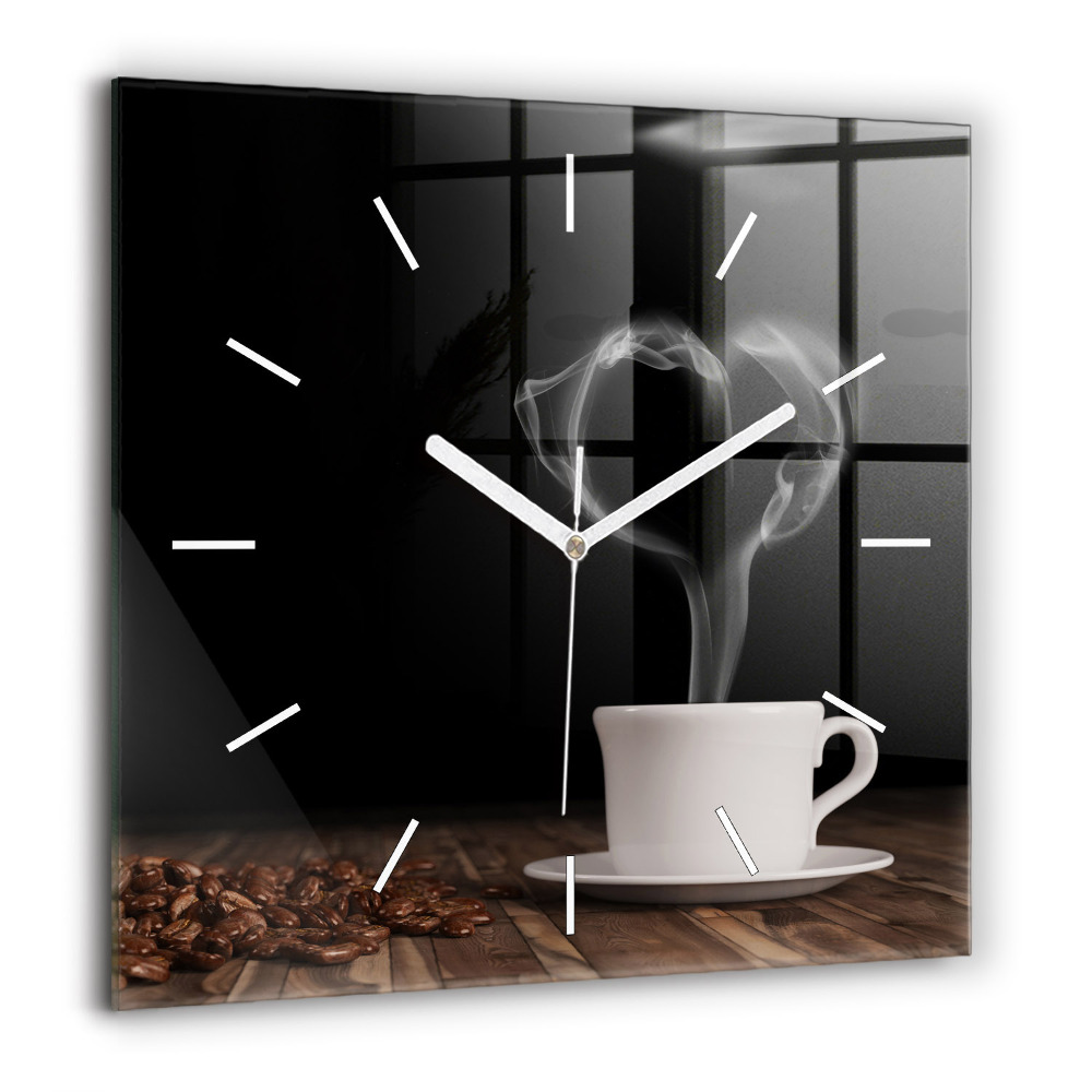 Skleněné hodiny čtvercový Šálek horké kávy