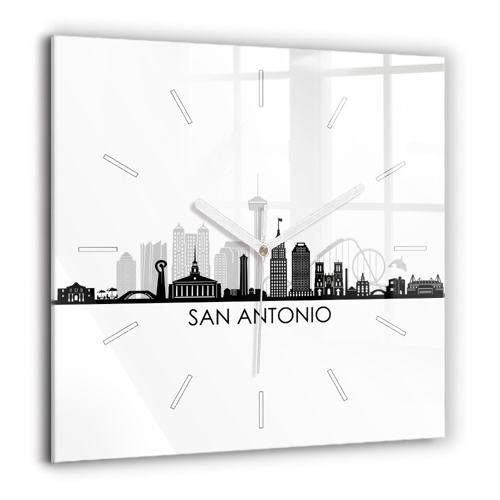 Skleněné hodiny na stěnu čtvercový Město San Antonio Texas