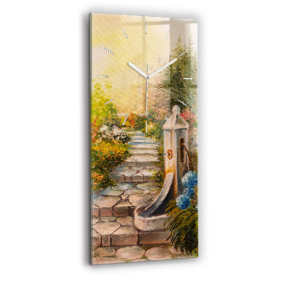 Vertikální nástěnné hodiny Olejová kompozice v lese