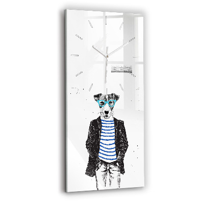 Vertikální nástěnné hodiny Pes v lidském těle