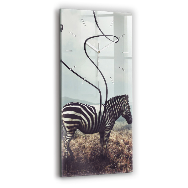 Vertikální nástěnné hodiny Zebra - abstrakce