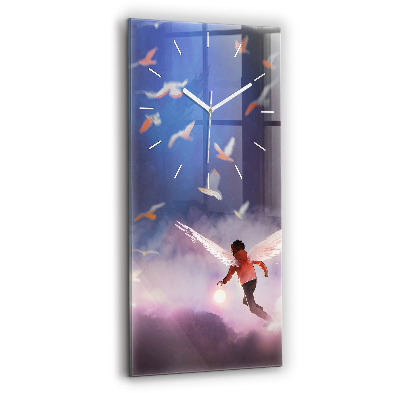 Vertikální nástěnné hodiny Chlapec s křídly