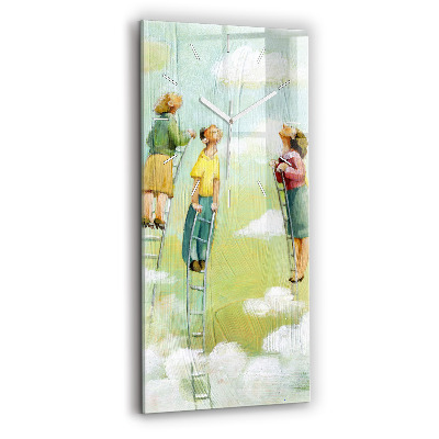 Vertikální nástěnné hodiny Lidé na žebříku