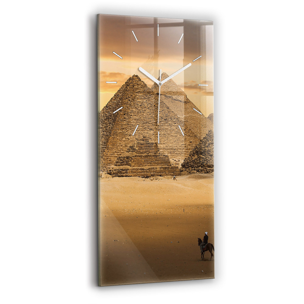 Vertikální nástěnné hodiny Pyramidy a západ slunce