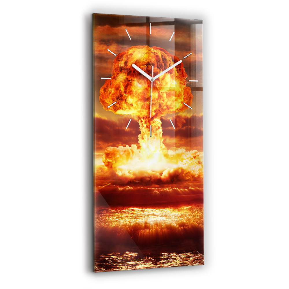 Vertikální nástěnné hodiny Výbuch atomové bomby