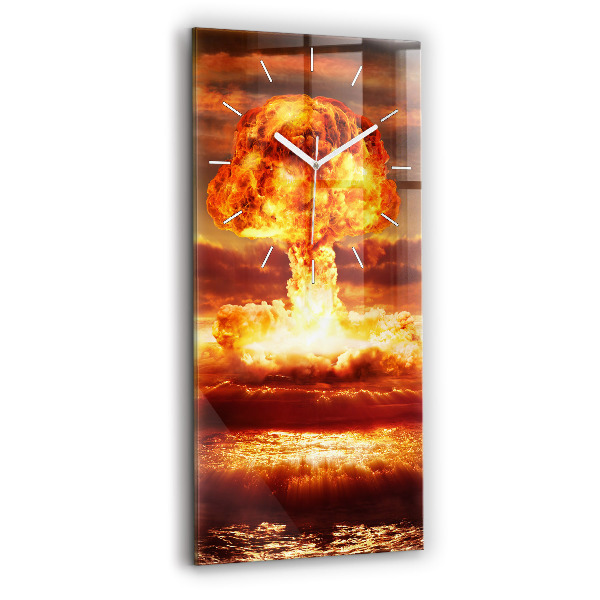 Vertikální nástěnné hodiny Výbuch atomové bomby