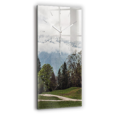 Vertikální hodiny na skle Pohled na hory
