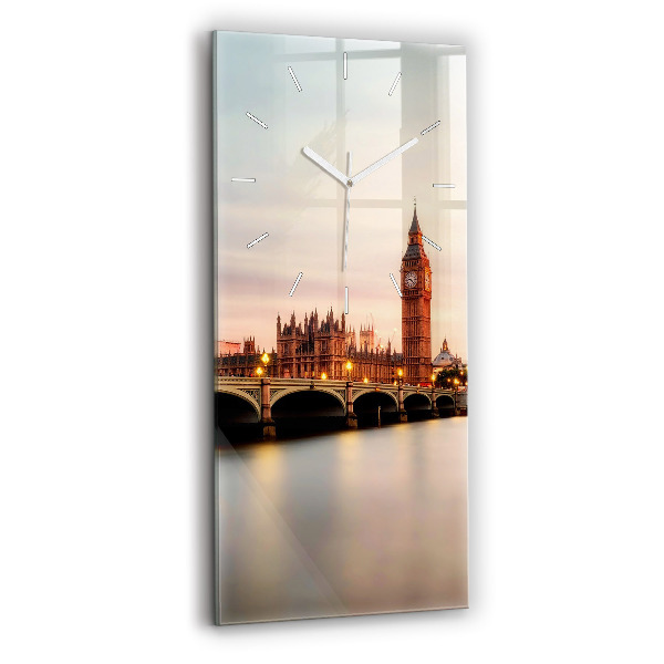 Vertikální hodiny na skle Big Ben londýnské panorama