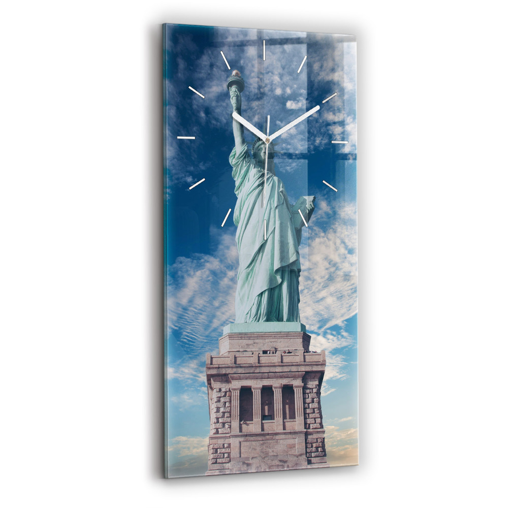 Vertikální hodiny na skle Socha Svobody New York