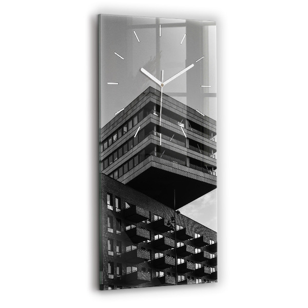 Vertikální hodiny na skle Architektura v Amsterdamu