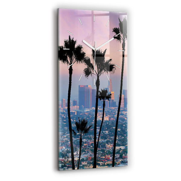 Vertikální nástěnné hodiny Západ slunce v Los Angeles