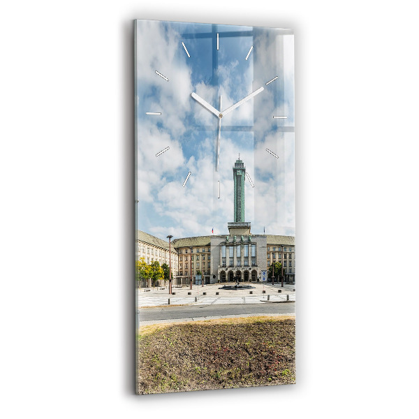 Vertikální nástěnné hodiny Panorama Ostravy