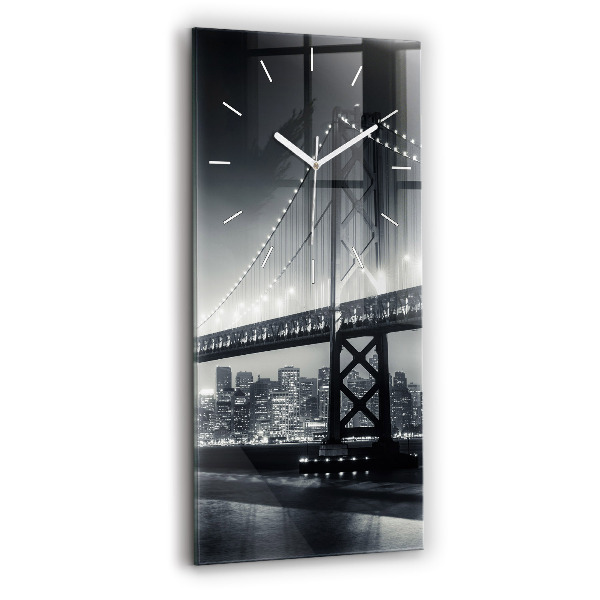 Vertikální nástěnné hodiny Noční most v San Franciscu