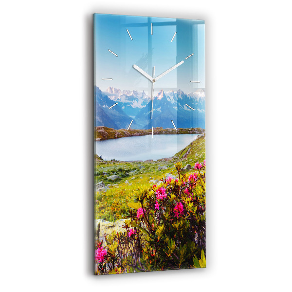 Vertikální hodiny na skle Ledovec Mont Blanc Chamonix