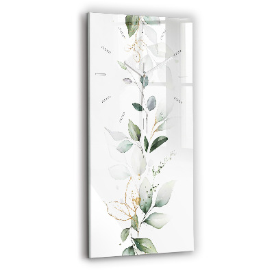 Vertikální hodiny na skle Abstraktní listy