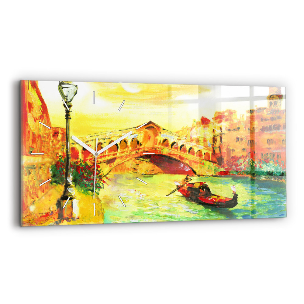 Horizontální nástěnné hodiny Benátský most Rialto