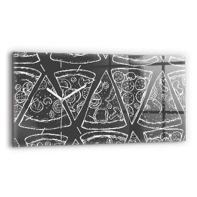 Horizontální nástěnné hodiny Malovaná pizza