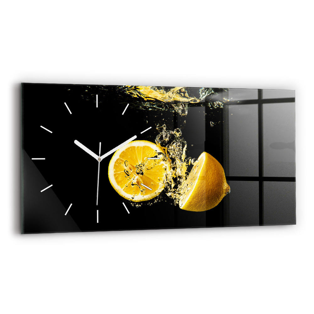 Horizontální skleněné hodiny nástěnné Citrony