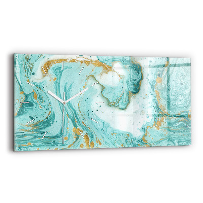 Horizontální skleněné hodiny nástěnné Mramorová textura