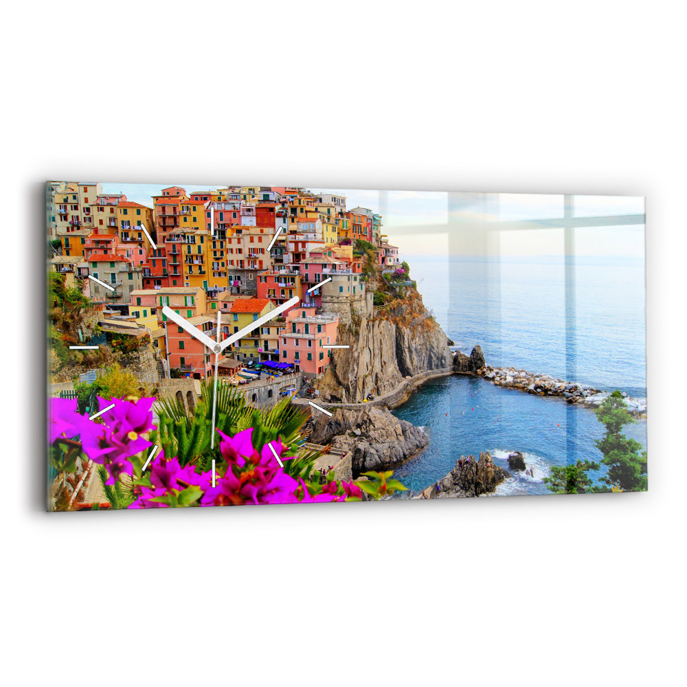 Horizontální nástěnné hodiny Pobřeží Cinque Terre
