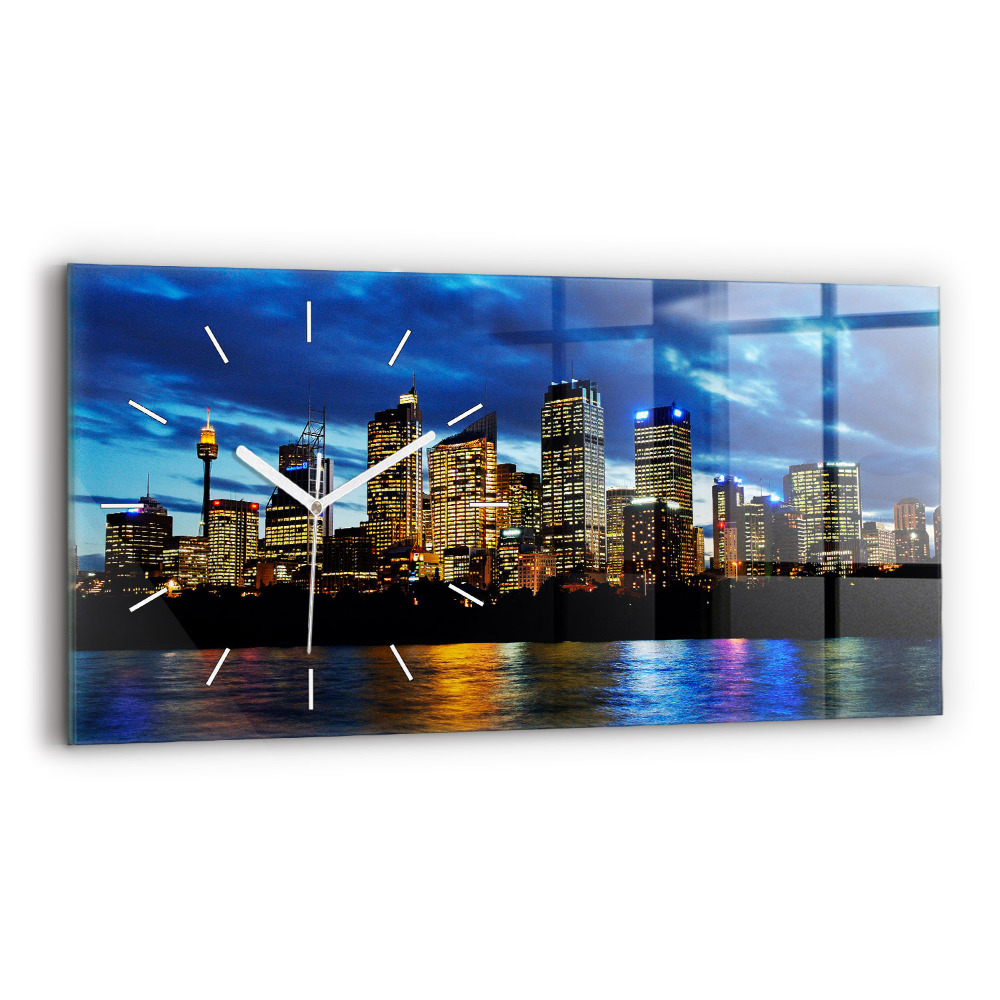 Horizontální nástěnné hodiny Sydney večer