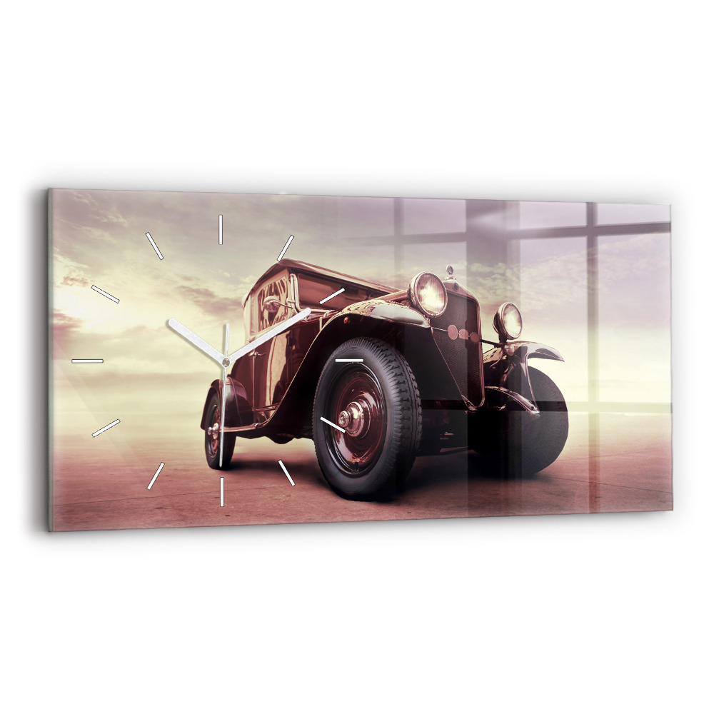 Horizontální nástěnné hodiny Historické auto