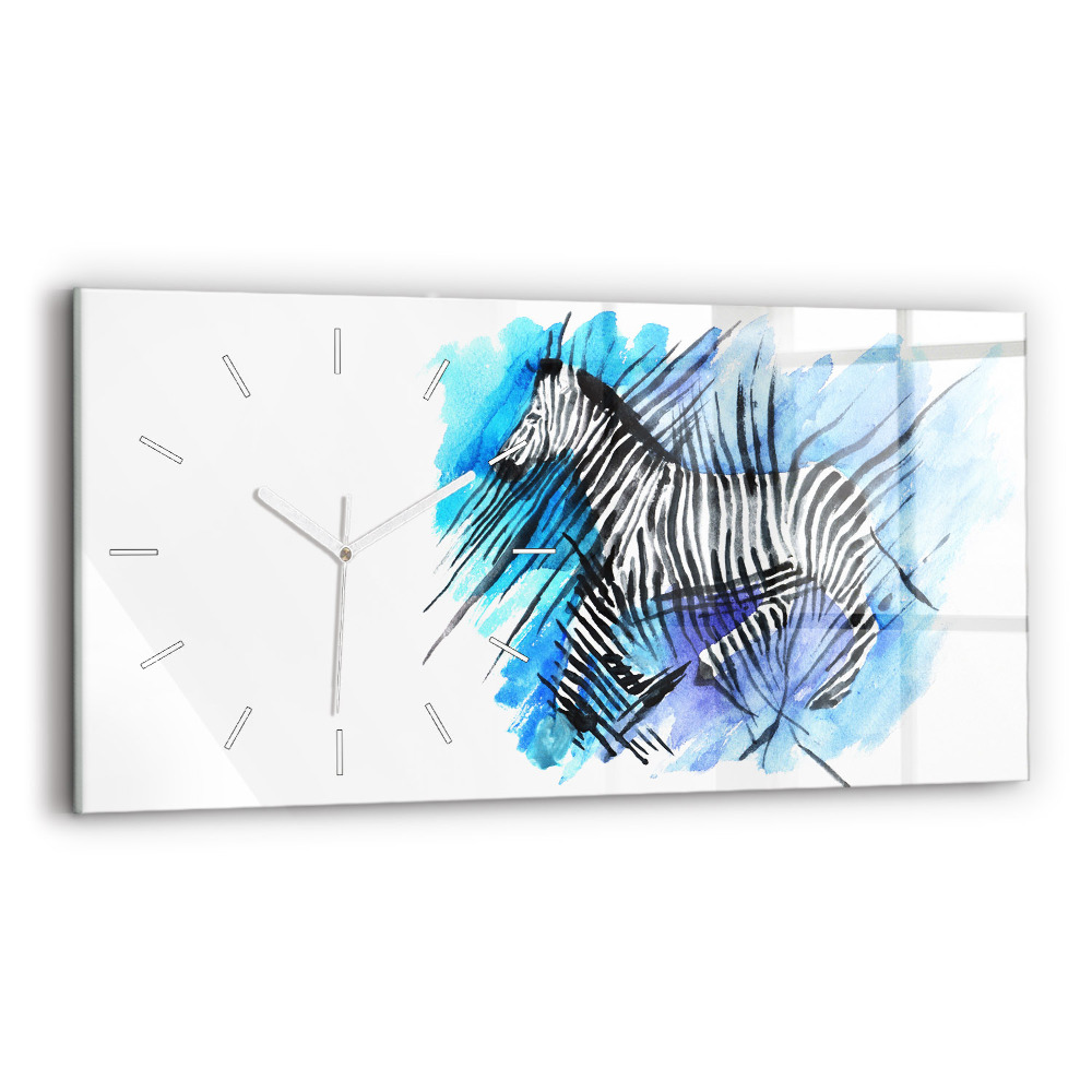 Horizontální nástěnné hodiny Malovaná zebra