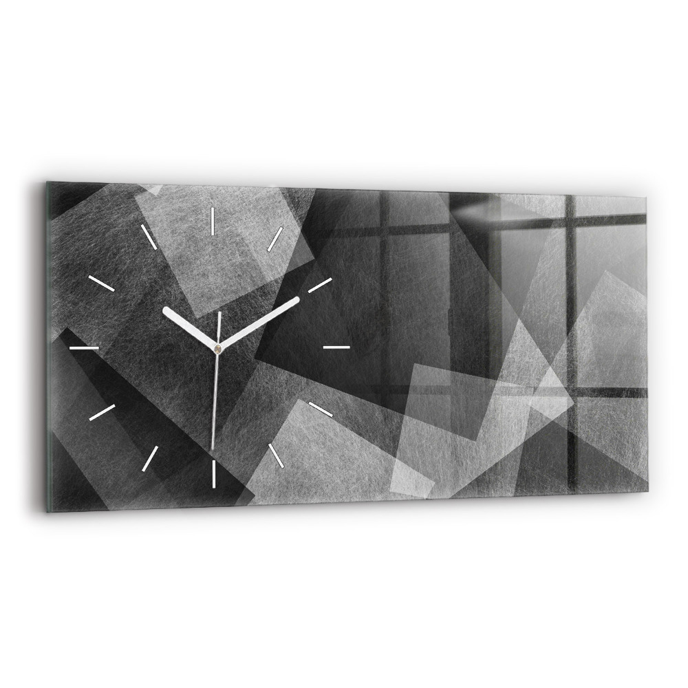 Horizontální skleněné hodiny nástěnné Geometrická abstrakce