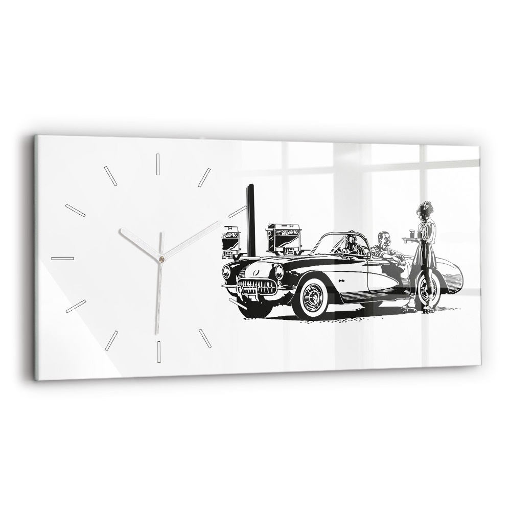 Horizontální nástěnné hodiny Retro ilustrace