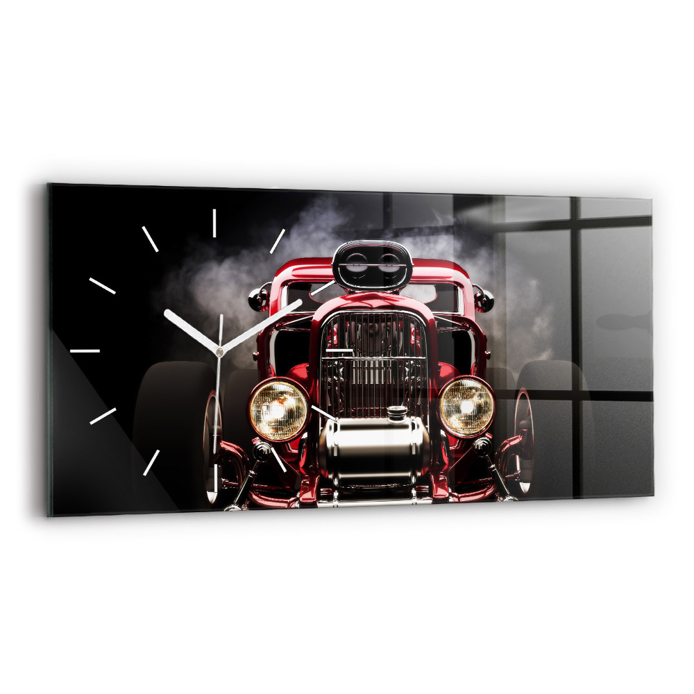 Horizontální nástěnné hodiny Staré historické auto