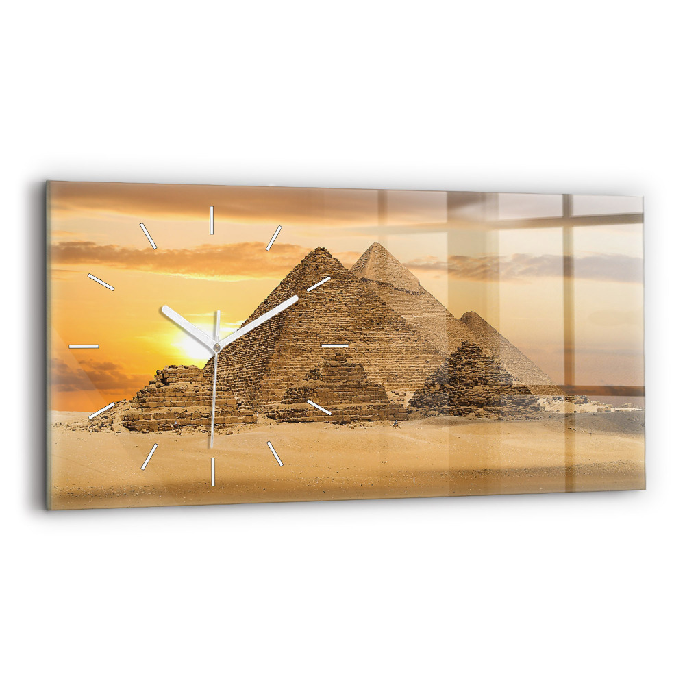 Horizontální nástěnné hodiny Pyramidy a západ slunce