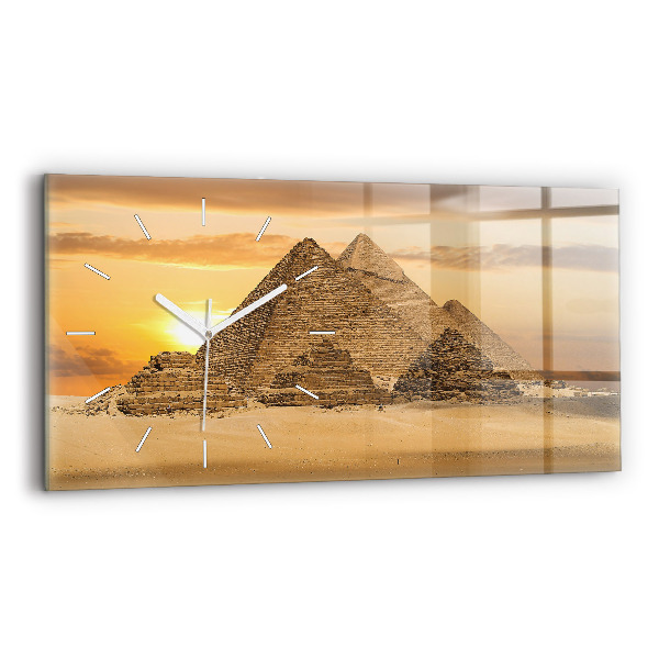 Horizontální nástěnné hodiny Pyramidy a západ slunce