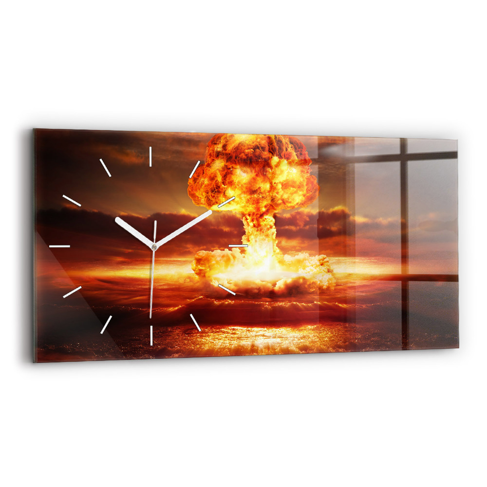 Horizontální nástěnné hodiny Výbuch atomové bomby