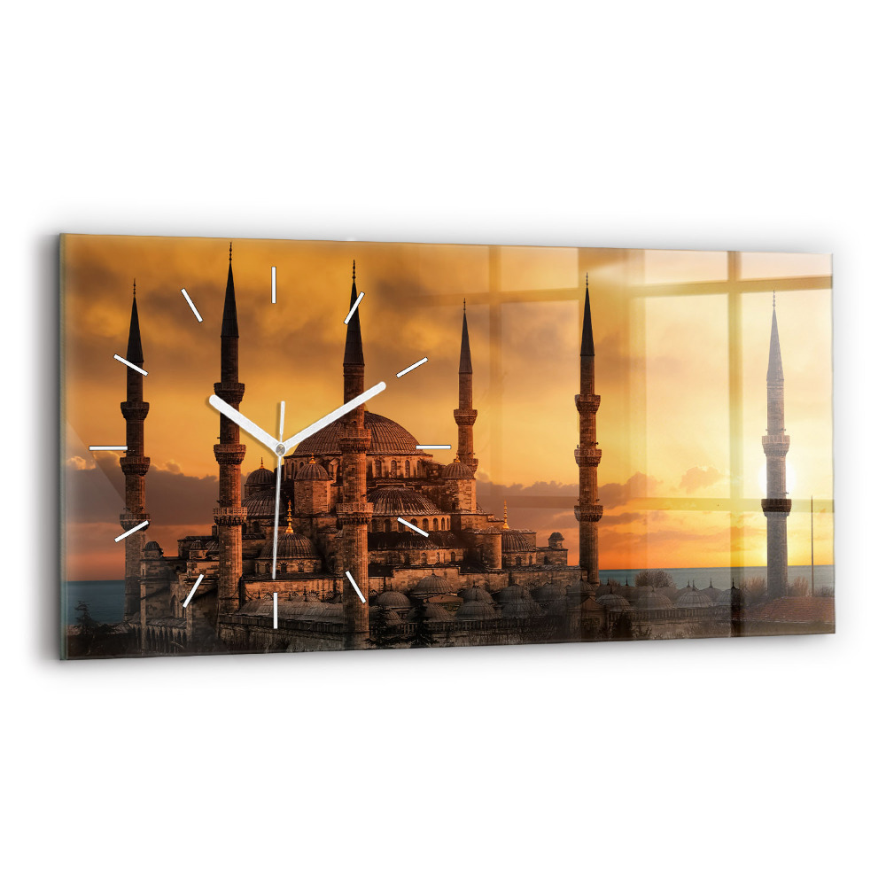 Horizontální skleněné hodiny nástěnné Istanbulská mešita