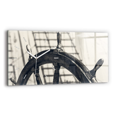 Horizontální skleněné hodiny nástěnné Starobylá loď