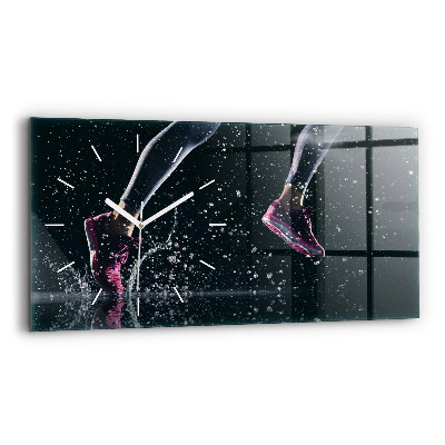 Horizontální skleněné hodiny nástěnné Zdravý životní styl a běh