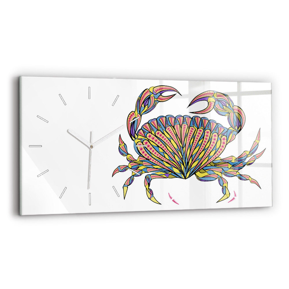 Horizontální skleněné hodiny nástěnné Etnický krab